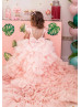 Feifei Sleeves Blush Pink Tulle Ruffled Flower Girl Dress